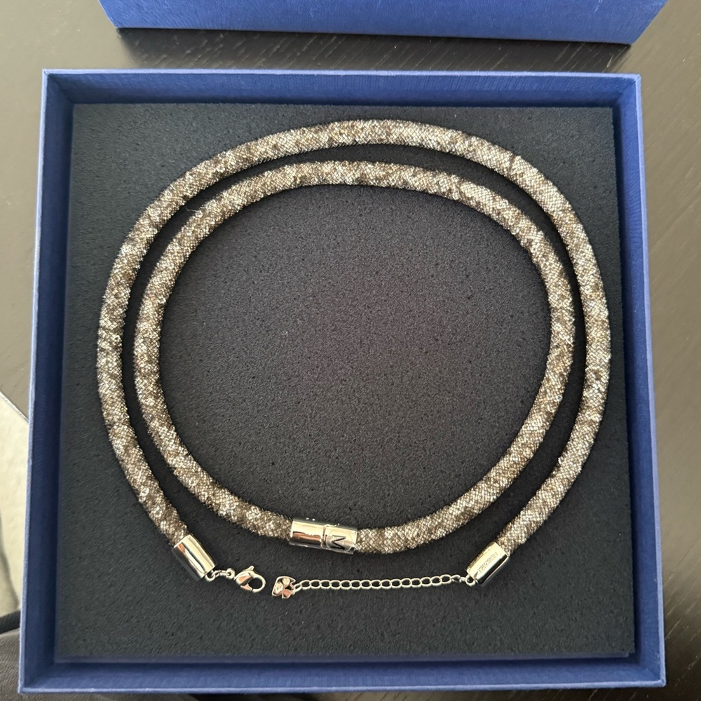 Swarovski Silver Stone Mesh Duo Necklace